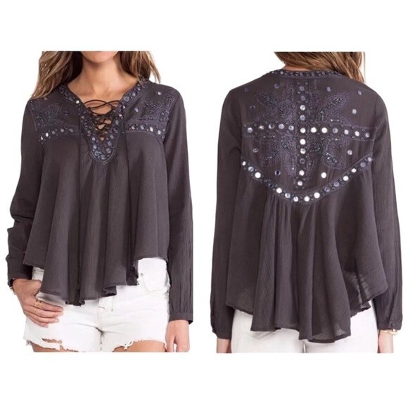 Wildheart By Eternal Sunshine Creations Boho Top Embellished Swing Long Sleeve S - Picture 2 of 10